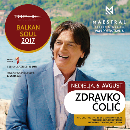 U nedelju 6. avgusta u Top Hill-u nastupiće Zdravko Čolić